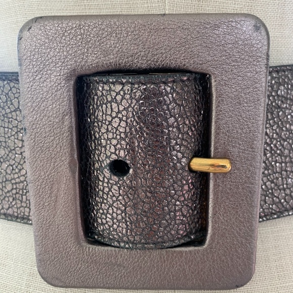 Yves Saint Laurent Gold Sparkly Wide Leather Belt main image 6